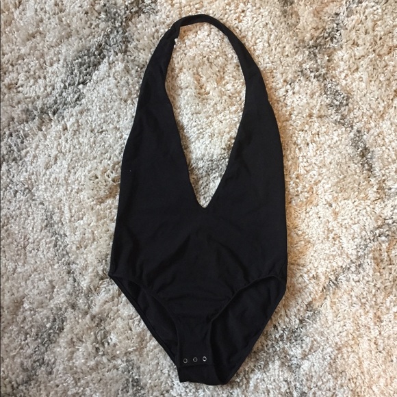 Victoria's Secret Other - Victoria’s Secret Black Halter Deep V Bodysuit